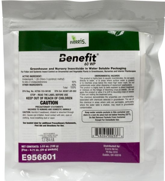 Benefit 60 WP Greenhouse and Nursery Insecticide (5 x 20g packets)