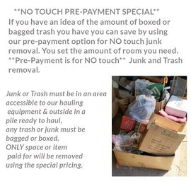 NO touch junk removal pricing