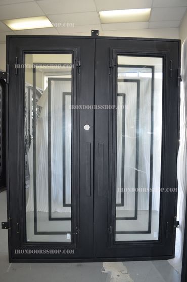 Contemporary metal double door