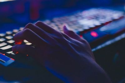 Keyboard with hand typing.