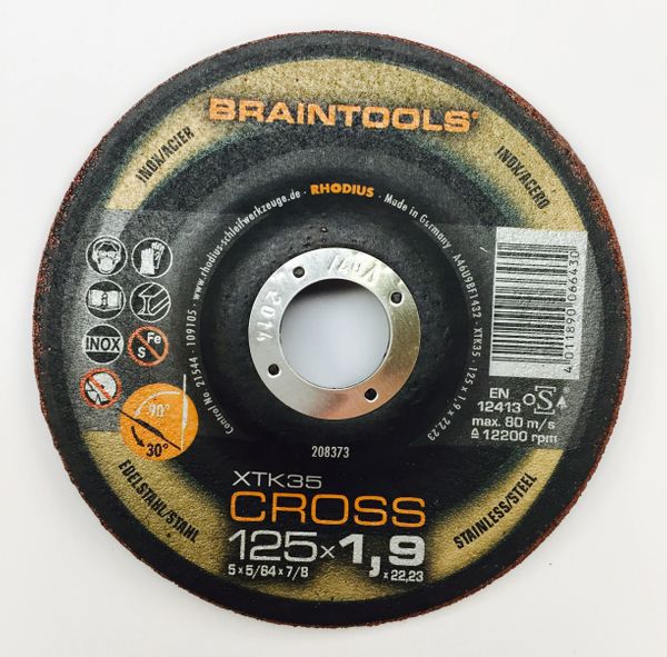 RHODIUS BRAINTOOLS XTK35 CROSS GRINDING & C/O WHEEL 5"x.075"x7/8"