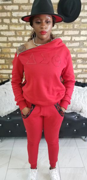 red jogging suit womens