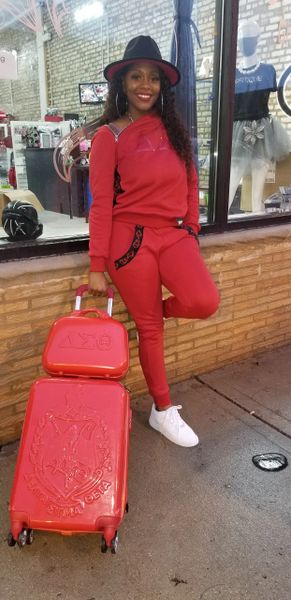 red jogging suit womens
