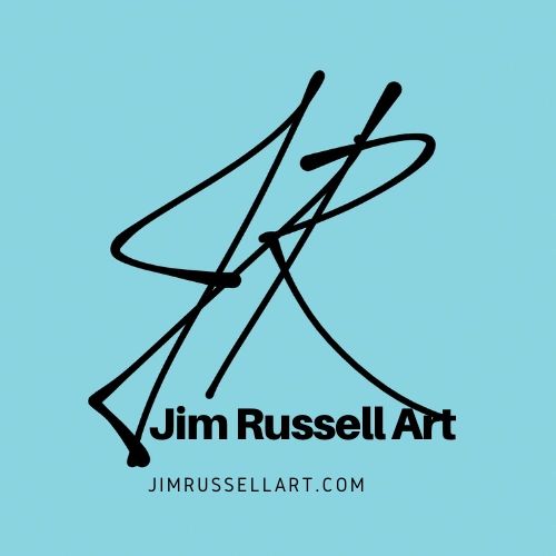 Jim Russell Art Logo, showing initials JR. 