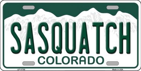 SASQUATCH COLORADO LICENSE PLATE