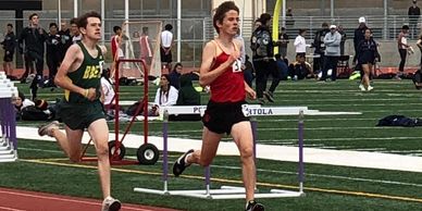 Boy running track, speed, strength and agility.