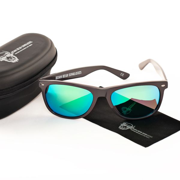 Bison Head Classic Sunglasses XXL Gray Frame Purple Mirror, 48% OFF
