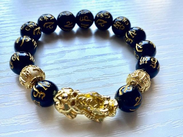 Authentic feng shui bracelet 24k gold plated wealth bracelet 12mm