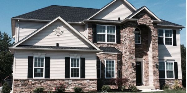 Stone masonry work on the exterior of the home