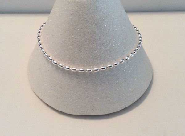 Sterling Silver 2.3mm Rice Bead Bracelet or Anklet