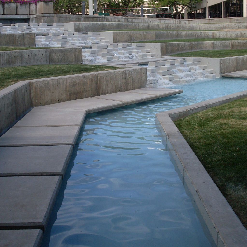 Urethane Coating applied to large water fountain and waterfall.