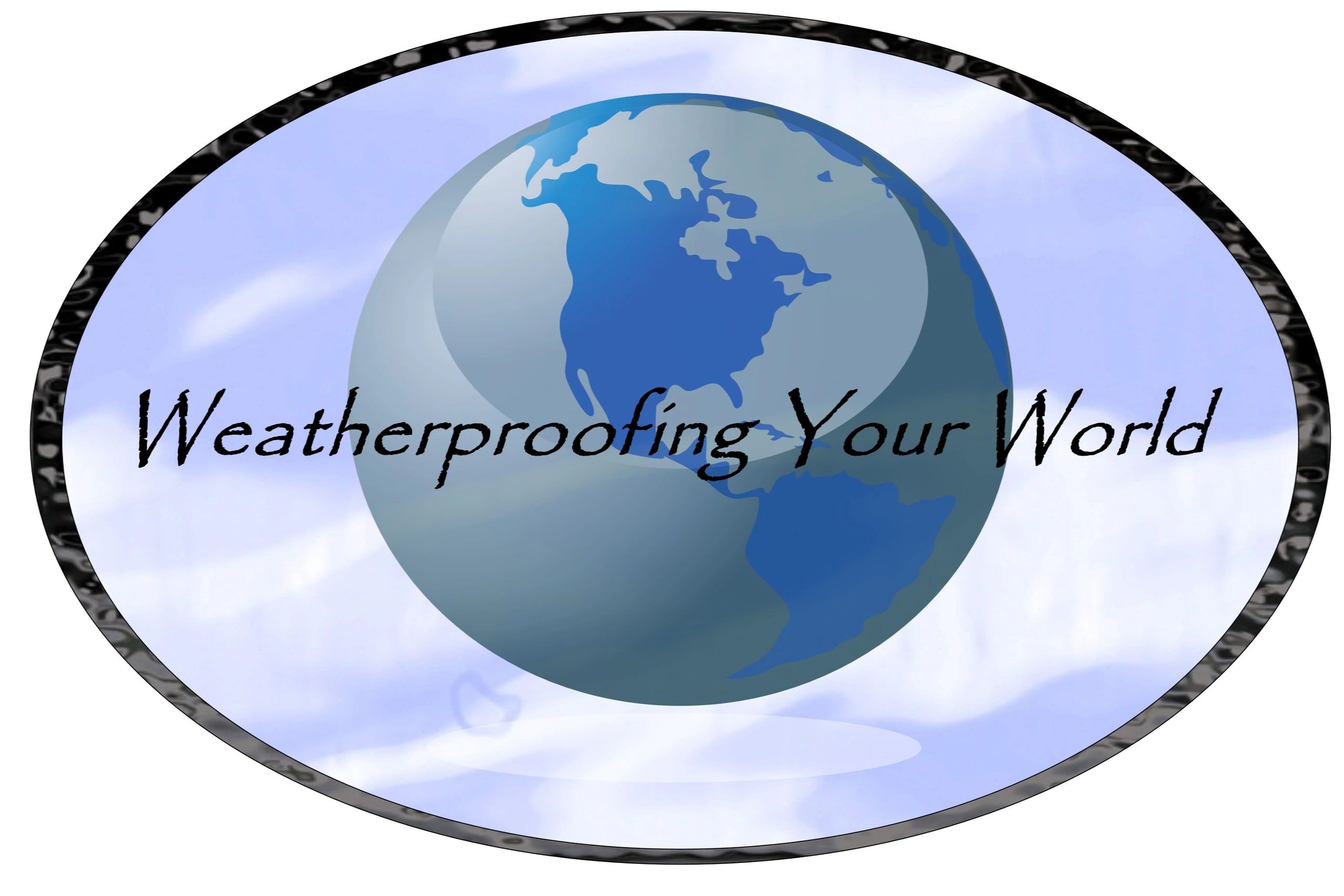 Words, Weatherproofing your World, in front of a picture of the Earth.
