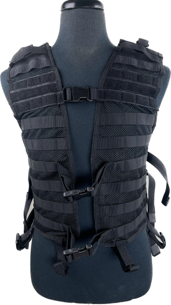 Black Lightweight Military Tactical MOLLE Adjustable Mesh Utility Vest (7206)