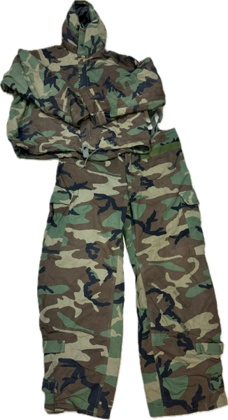 Chemical Protective NFR Overgarment Suit Top and Bottom Set | Woodland Camo | EUC