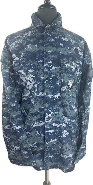 US Navy Working Blouse BDU Shirt | Blue Digital | Medium X-Long | EUC