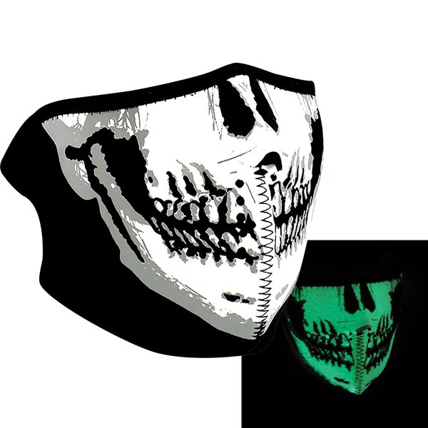 Neoprene Half Face Mask - Glow in the Dark Skull