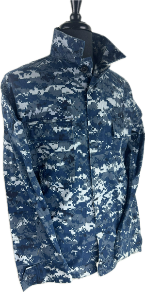 US Navy Working Blouse BDU Shirt | Blue Digital | Small Short | EUC