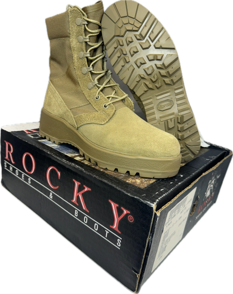 ROCKY BOOT ARMY HOT WEATHER COMBAT BOOTS | COYOTE BROWN | MEN'S 6 REG | NEW