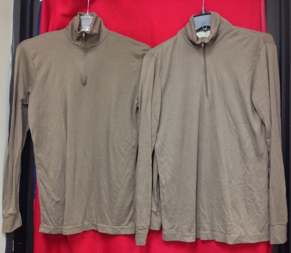 LOT OF 2 | USGI Polyester Light-Weight Thermal Shirt Brown Medium EUC | LOT OF 2