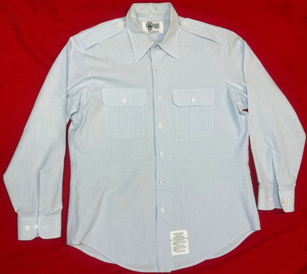 USAF Man's Long Sleeve Blue Poly/Cotton Dress Shirt | 17 X 34 EUC