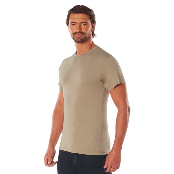 Khaki Solid Color Short Sleeve Crew Neck T-Shirt | Poly/Cotton Blend 6763