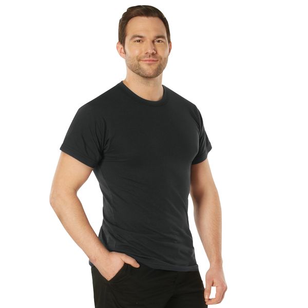 Black Solid Color Short Sleeve Crew Neck T-Shirt | Poly/Cotton Blend 6670