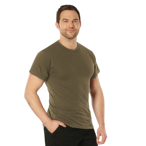 Brown Solid Color Short Sleeve Crew Neck T-Shirt | Poly/Cotton Blend