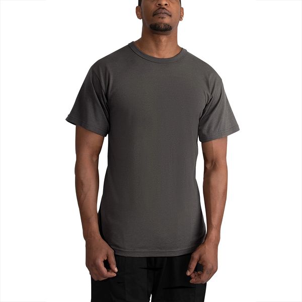 Charcoal Grey Solid Color Short Sleeve Crew Neck T-Shirt | Poly/Cotton Blend