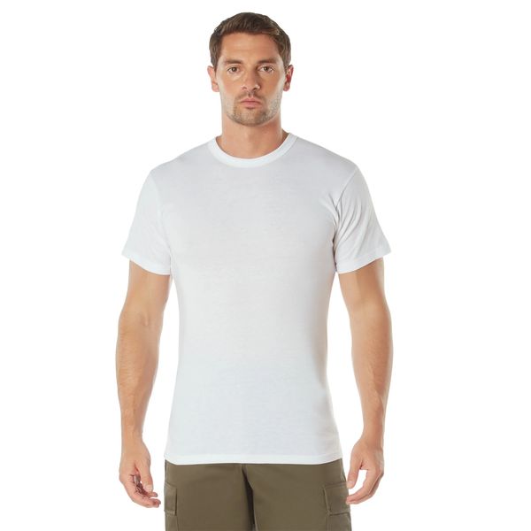 White Solid Color Short Sleeve Crew Neck T-Shirt | Poly/Cotton Blend