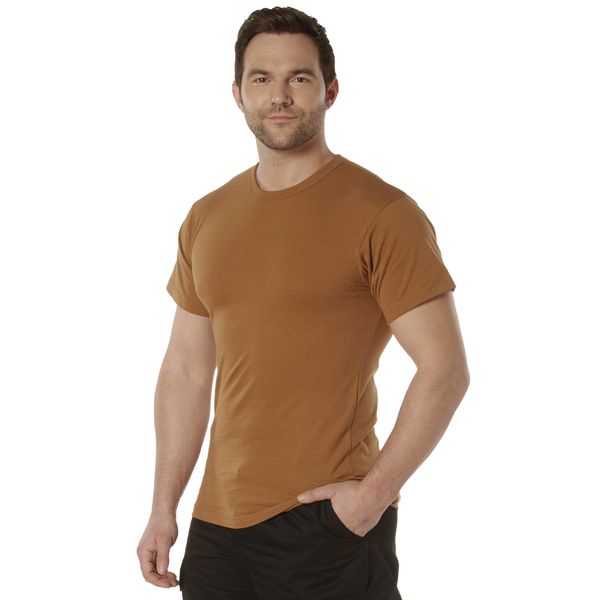 Work Brown Solid Color Short Sleeve Crew Neck T-Shirt | Poly/Cotton Blend