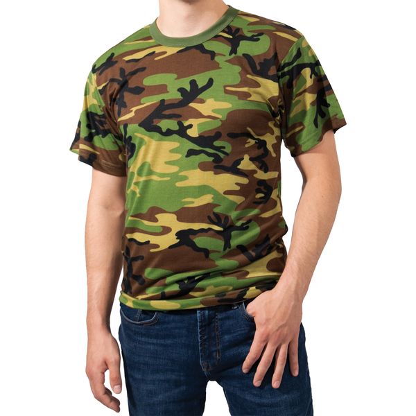 Woodland Camo Moisture Wicking Short Sleeve Crew Neck T-Shirt 95025