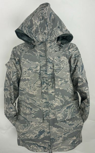 Goretex Parka Coat APECS ABU Air Force Tiger Stripe Jacket SR Army Navy Military Surplus Tactical Gear CHARLOTTE NORTH CAROLINA