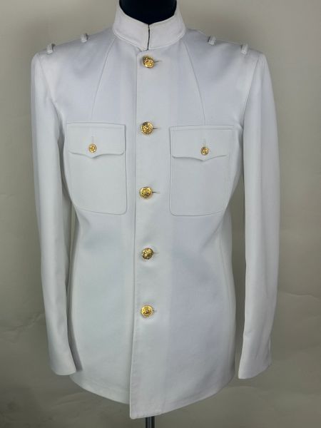 US Navy Male Officer Jacket Service Dress White Uniform Coat EUC