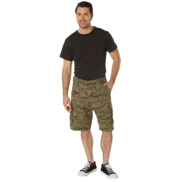 Rothco Vintage Camo Paratrooper Cargo Shorts | Woodland Digital Camo | 2591