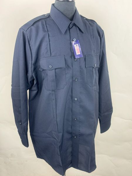 National Patrol L/S Poly Security Shirt | Navy #8800L | Size 17-17.5 X 34/35 NWT