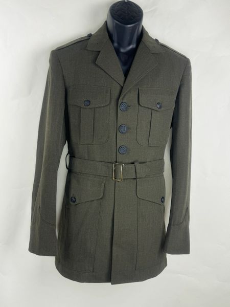 USMC Man's Alpha Green Poly/Wool Dress Coat Jacket | Size 37 Reg EUC