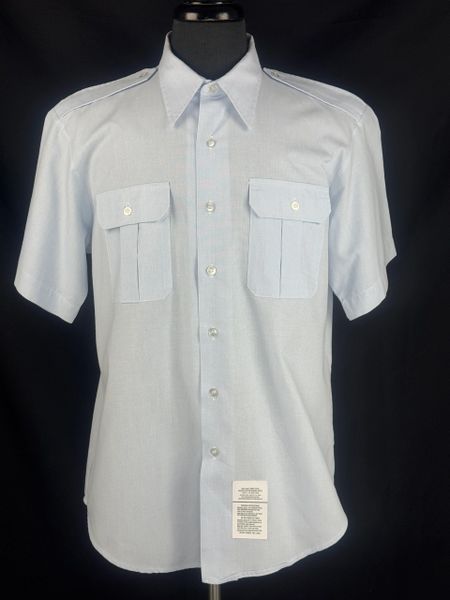 USAF Man's Short Sleeve Type II Blue Poly/Cotton Dress Shirt EUC | Size 17