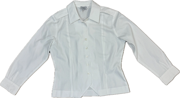 Women's Army Non-Tuck White 521 Long-Sleeve Uniform Overblouse Dress Shirt | 6-Short