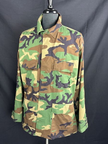 USGI Woodland Camouflage BDU Shirt Nylon/Cotton Twill | Large Reg | USA MADE | EUC