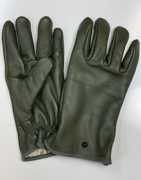 French Army Surplus Leather Combat Gloves Fabric Lined Sage Green | Large NWOT