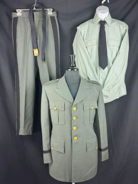 Vintage US Army Men's Green AG-344 CLASS A Uniform 5-PIECE SET: JACKET PANTS SHIRT TIE BELT