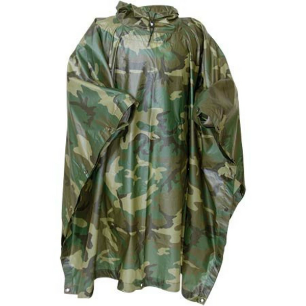 US MILITARY PONCHO,WET WEATHER WOODLAND | 8405-01-100-0976