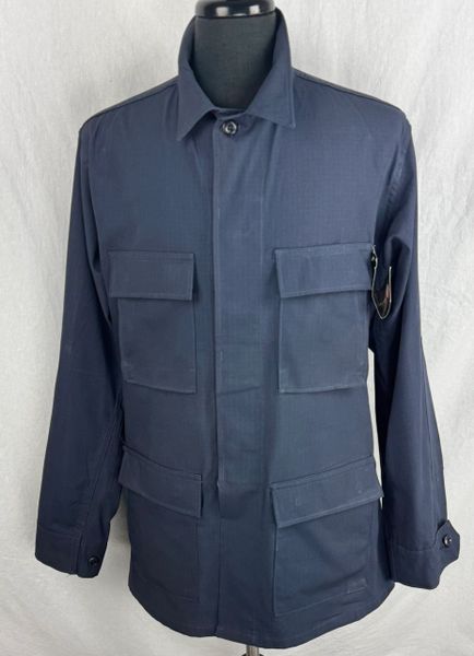 Dark Navy Blue Four-Pocket BDU Shirt Combat Coat Ripstop Med Long NOS