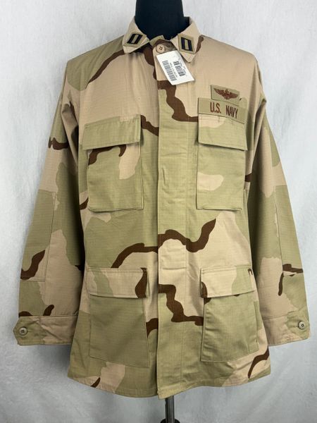 USGI 3-Color Desert Camouflage DCU Camo BDU Combat Shirt w/Patch| Medium Reg EUC