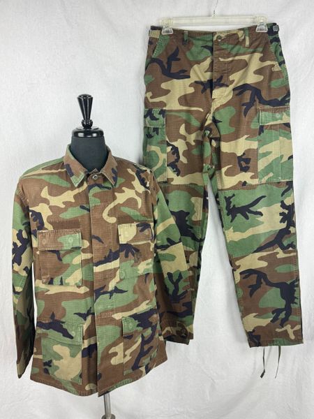 USGI Woodland Camouflage RipStop BDU Shirt & Pants SET | Medium Long | USED