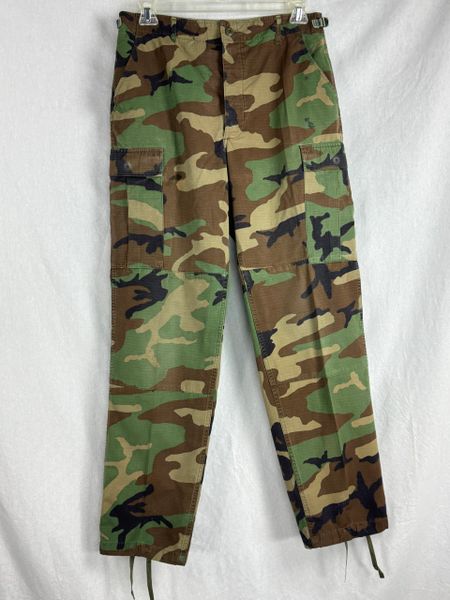 USGI Woodland Camo BDU Combat Trousers Ripstop Cargo Pants sz Med Long USED