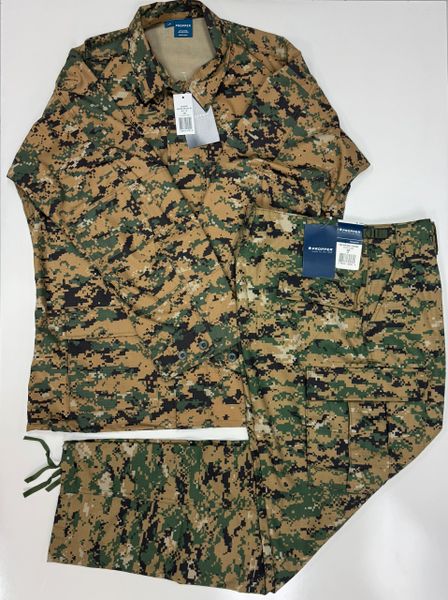 Woodland Digital BDU Tactical Military Uniform SHIRT & PANTS SET Sz Large Reg