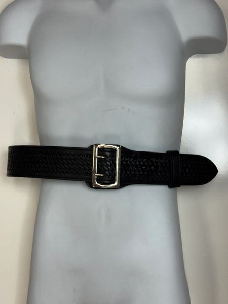 Vintage Black Leather Basketweave 2.25" Duty Belt - Mirage USA - Size 38 EUC