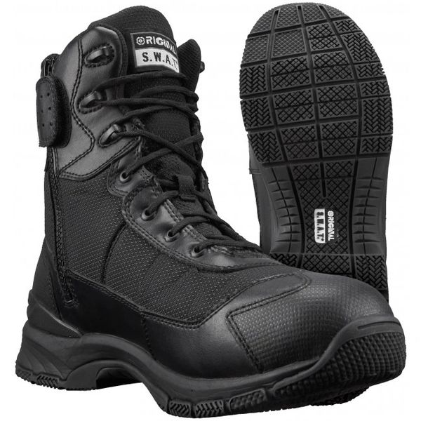 Original SWAT HAWK 9" Waterproof SIDE-ZIP EN Men's Black Boots | 165431
