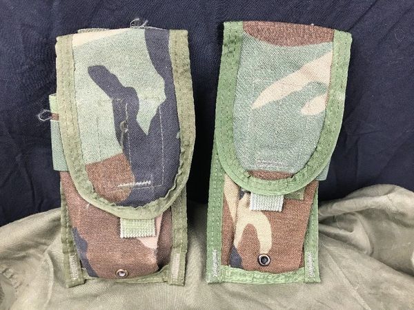 WOODLAND CAMO M-4 TWO MAG POUCH, NSN 8412-00-NSH-0600 - LOT OF 2